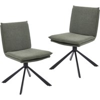 Esszimmerstühle 2er Set Leinen Küchenstühle 360° Drehbar für Esszimmer Armlose Akzentstühle Essstühle mit Metallbeinen für Wohnzimmer (Grün-2) Wahson von WAHSON OFFICE CHAIRS