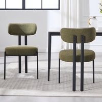 Esszimmerstühle 2er Set aus Chenille Wohnzimmer Modern Armlose Akzentstühle Küchenstühle mit Schwarzen Metallbeinen (Grün), Wahson von WAHSON OFFICE CHAIRS