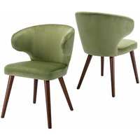 Wahson Office Chairs - Esszimmerstühle 2er Set küchenstühle mit Holzbeine Polsterstuhl, Grün von WAHSON OFFICE CHAIRS