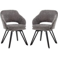 Esszimmerstühle Drehbar aus Chenille mit Armlehnen Metallgestell Grau 2er Set Wahson von WAHSON OFFICE CHAIRS