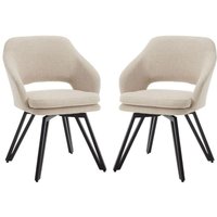 Esszimmerstühle Drehbar aus Leinen mit Armlehnen Metallgestell Hafermilch 2er Set Wahson von WAHSON OFFICE CHAIRS