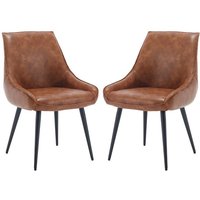 Esszimmerstühle für Küche aus pu Leder Rückenlehne Polsterstuhl Modern Design Braun 2er Set Wahson von WAHSON OFFICE CHAIRS
