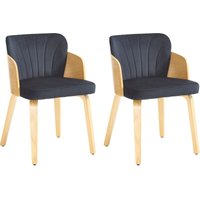 Esszimmerstühle für Wohnzimmer Küche aus Samt mit Holzbeinen Schwarz 2er Set Wahson von WAHSON OFFICE CHAIRS