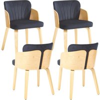 Esszimmerstühle für Wohnzimmer Küche aus Samt mit Holzbeinen Schwarz 4er Set Wahson von WAHSON OFFICE CHAIRS