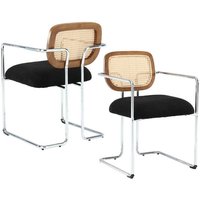 Esszimmerstühle geflochtene für Küche aus Leinen Rattan mit Metallbeine Rückenlehne Vintage Schwarz 2er Set Wahson Esszimmerstühle geflochtene für Küche aus Leinen Rattan mit Metallbeine Rückenlehne Vintage Schwarz 2er Set Wahson von WAHSON OFFICE CHAIRS