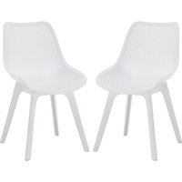 Gartenstühle 2er Set Lounge Essstühle für Balkon Terrasse Kunststoff Armlose Bistrostühle Terrassenstühle mit Rückenlehne für Garten (Weiß-Stühle) von WAHSON OFFICE CHAIRS