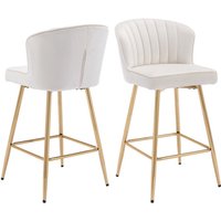 Wahson Office Chairs - Samt Barhocker 2er Set, Moderner Barstuhl Küchenhocker mit Gebogene Linie Rückenlehne, Thekenstühle gepolsterte Barstühle von WAHSON OFFICE CHAIRS