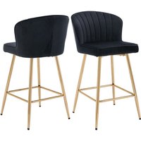 Wahson Office Chairs - Samt Barhocker 2er Set, Moderner Barstuhl Küchenhocker mit Gebogene Linie Rückenlehne, Thekenstühle gepolsterte Barstühle von WAHSON OFFICE CHAIRS