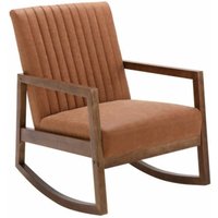 Wahson Office Chairs - Schaukelstuhl aus PU-Leder Sessel mit Massivholzbeinen Relaxsessel mit Armlehne für Wohnzimmer, Braun von WAHSON OFFICE CHAIRS