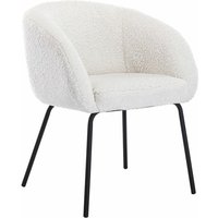 Sessel Kunstfell Loungesessel Modern Polsterstuhl mit Metallbeinen für Schlafzimmer, Weiß von WAHSON OFFICE CHAIRS