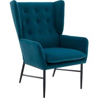 Sessel Samt Ohrensessel mit Armlehne Polstersessel für Wohnzimmer, Blaugrün von WAHSON OFFICE CHAIRS