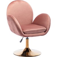 Sessel Samt Schminkstuhl höhenverstellbar Drehstuhl Polsterstuhl mit goldenem Sockel für Schlafzimmer, Rosa von WAHSON OFFICE CHAIRS