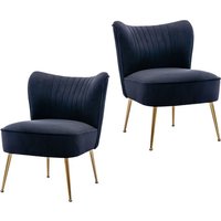 Relaxsessel für Wohnzimmer aus Samt moderner Ohrensessel mit goldenen Metallbeine Schwarz 2er Set Wahson von WAHSON OFFICE CHAIRS