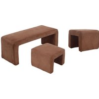 Sitzbank für Wohnzimmer stapelbar mit Kleine Fußhocker mit Kordsamt Braun Wahson von WAHSON OFFICE CHAIRS