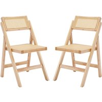 WAHSON Esszimmerstühle 2er Set Küche Klappstühle aus Rattan Vintage Küchenstühle Akzentstühle für Esszimmer und Wohnzimmer, Beige von WAHSON OFFICE CHAIRS