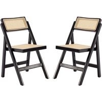 WAHSON Esszimmerstühle 2er Set Küche Klappstühle aus Rattan Vintage Küchenstühle Akzentstühle für Esszimmer und Wohnzimmer, Schwarz WAHSON Esszimmerstühle 2er Set Küche Klappstühle aus Rattan Vintage Küchenstühle Akzentstühle für Esszimmer und Wohnzimmer, Schwarz von WAHSON OFFICE CHAIRS
