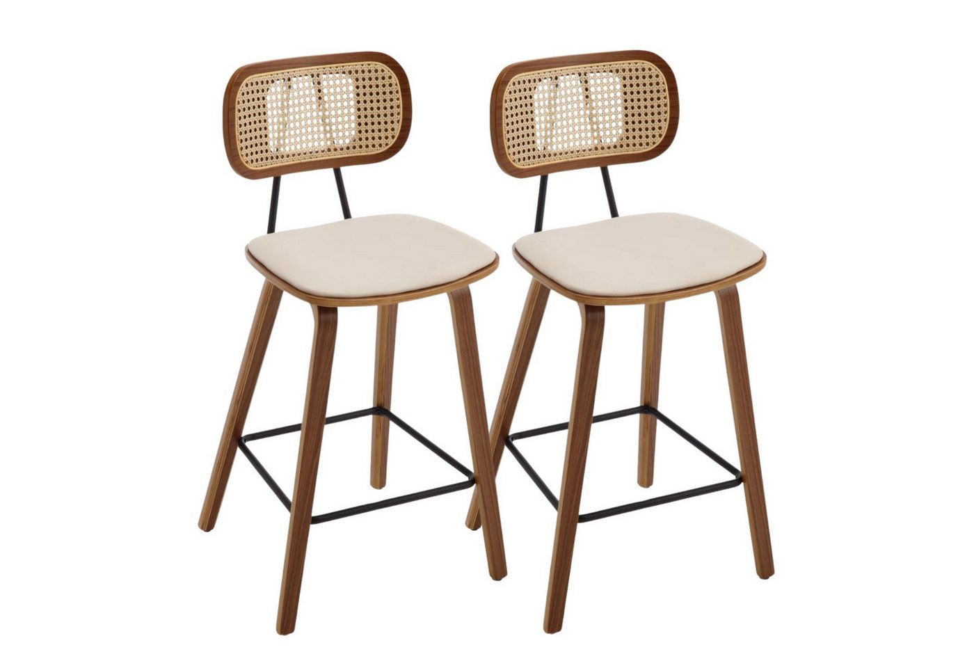 WAHSON OFFICE CHAIRS Barhocker 2er Rattan Barhocker mit PU Leder und Holzbeinen für Küche/Wohnzimmer WAHSON OFFICE CHAIRS Barhocker 2er Rattan Barhocker mit PU Leder und Holzbeinen für Küche/Wohnzimmer von WAHSON OFFICE CHAIRS