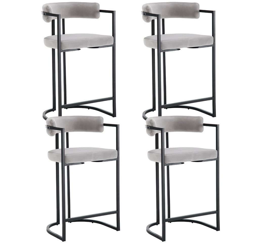 WAHSON OFFICE CHAIRS Barhocker 2er Set, Samt Küchenhocker Barstühle mit schwarzen Metallbeinen (4 St) von WAHSON OFFICE CHAIRS