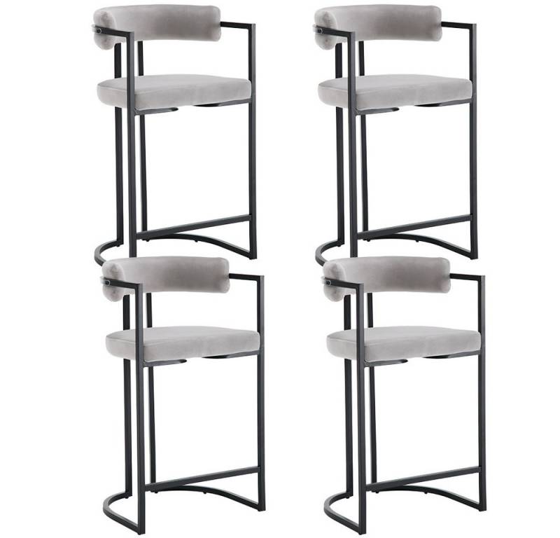 WAHSON OFFICE CHAIRS Barhocker 2er Set, Samt Küchenhocker Barstühle mit schwarzen Metallbeinen (4 St) von WAHSON OFFICE CHAIRS