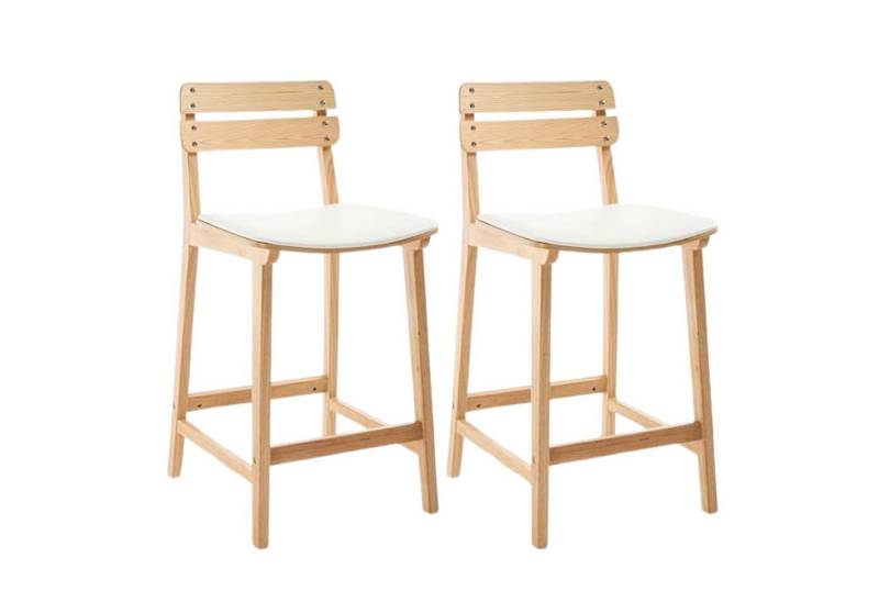 WAHSON OFFICE CHAIRS Barhocker 2er Set Barhocker mit Lehne-PU-Leder, Holzgestell für Küche/Esszimmer von WAHSON OFFICE CHAIRS