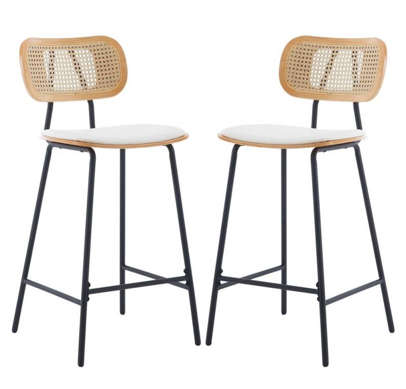 WAHSON OFFICE CHAIRS Barhocker 2er Set Rattan Barstuhl mit Metallbeinen Sitzfläche aus Kunstleder von WAHSON OFFICE CHAIRS