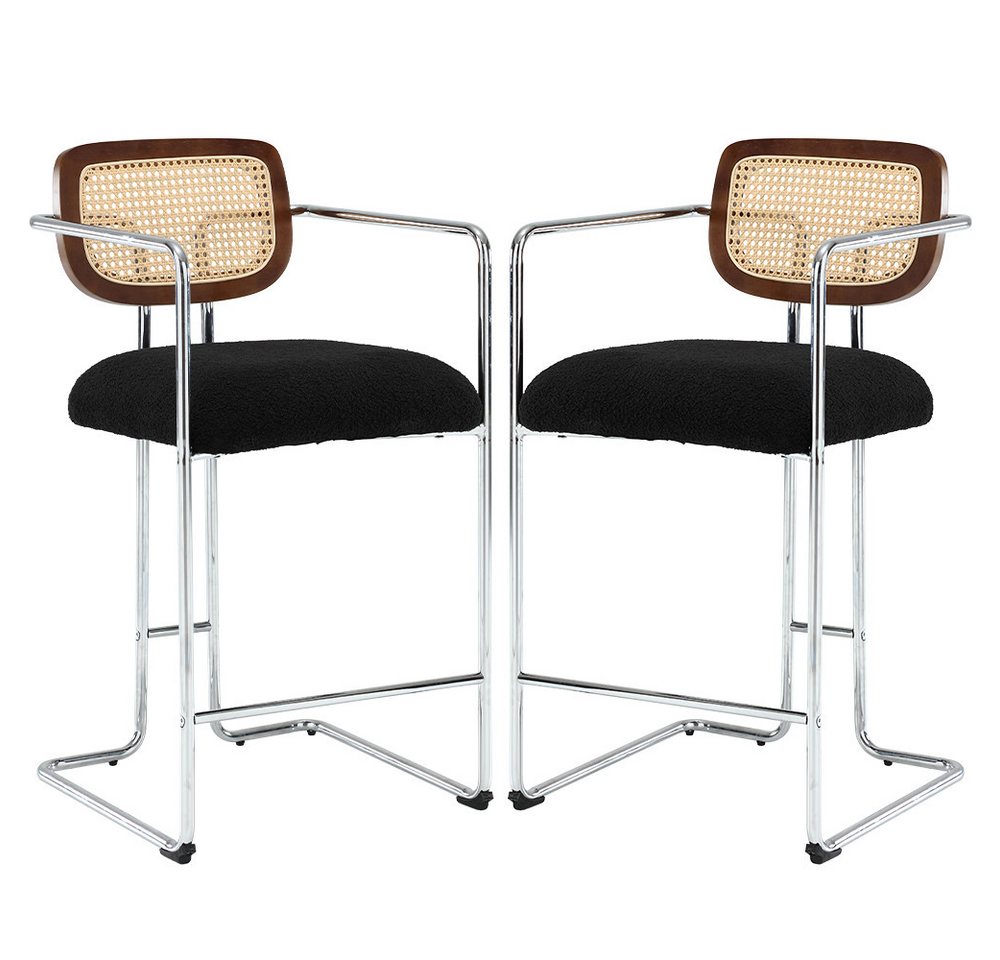 WAHSON OFFICE CHAIRS Barhocker 2er Set Rattan Küchenhocker mit Lehne Sitzfläche aus Teddystoff WAHSON OFFICE CHAIRS Barhocker 2er Set Rattan Küchenhocker mit Lehne Sitzfläche aus Teddystoff von WAHSON OFFICE CHAIRS