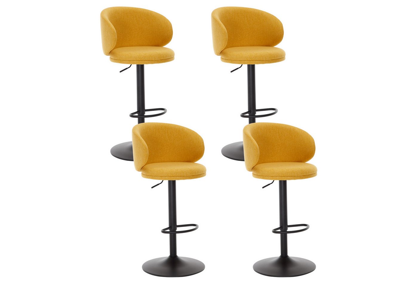 WAHSON OFFICE CHAIRS Barhocker Leinen Tresenhocker Drehbar Höhenverstellbar Barstuhl mit Lehne (4 St) von WAHSON OFFICE CHAIRS