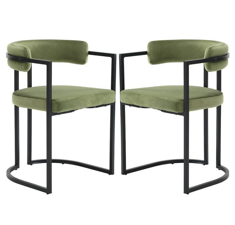 WAHSON OFFICE CHAIRS Esszimmerstuhl 2/4er Set Samt/Kunstleder/Kunstfell-Eckstühle, schwarze Metallbeine (2 St) von WAHSON OFFICE CHAIRS