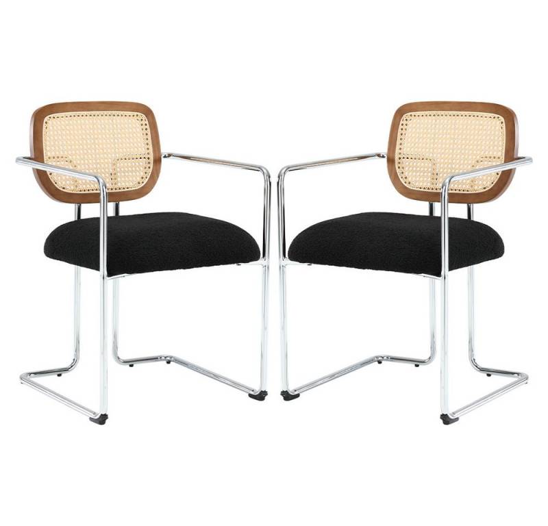 WAHSON OFFICE CHAIRS Esszimmerstuhl 2er Set Leinen Küchenstuhl Rattan geflochtene Rückenlehne von WAHSON OFFICE CHAIRS