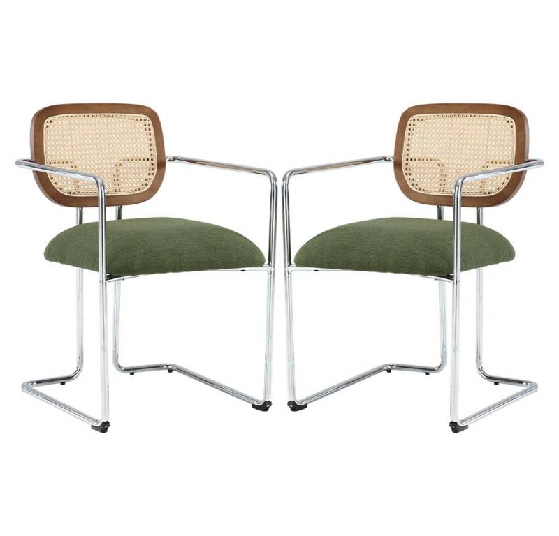 WAHSON OFFICE CHAIRS Esszimmerstuhl 2er Set Leinen Küchenstuhl Rattan geflochtene Rückenlehne von WAHSON OFFICE CHAIRS