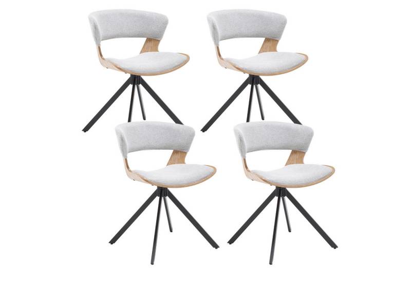 WAHSON OFFICE CHAIRS Esszimmerstuhl 2er Set Stühle aus Holz, Leinen, gekrümmter Sitzfläche & Metallrahmen (4 St) von WAHSON OFFICE CHAIRS