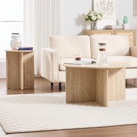 Wahson 2er Set Couchtisch aus Holz, Rund Wohnzimmertisch Beistelltisch Sofatisch für Wohnzimmer, Beige Wahson 2er Set Couchtisch aus Holz, Rund Wohnzimmertisch Beistelltisch Sofatisch für Wohnzimmer, Beige von WAHSON OFFICE CHAIRS