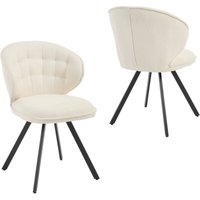 Wahson 2er Set Esszimmerstühle aus Chenille, Küchenstühle Moderne mit Metallbeinen Gepolsterte Akzentstühle für Esszimmer, Weiß von WAHSON OFFICE CHAIRS