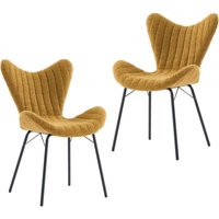Wahson 2er Set Esszimmerstühle aus Chenille, Küchenstühle mit Metallgestell Polsterstuhl Esszimmer, Gelb von WAHSON OFFICE CHAIRS