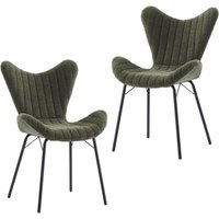 Wahson 2er Set Esszimmerstühle aus Chenille, Küchenstühle mit Metallgestell Polsterstuhl Esszimmer, Grün von WAHSON OFFICE CHAIRS