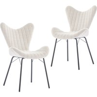Wahson 2er Set Esszimmerstühle aus Chenille, Küchenstühle mit Metallgestell Polsterstuhl Esszimmer, Hafermilch von WAHSON OFFICE CHAIRS