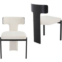 Wahson 2er Set Esszimmerstühle aus Chenille, Moderner Küchenstühle mit Geschwungene Holzrückenlehne für Esszimmer/Wohnzimmer, Weiß Wahson 2er Set Esszimmerstühle aus Chenille, Moderner Küchenstühle mit Geschwungene Holzrückenlehne für Esszimmer/Wohnzimmer, Weiß von WAHSON OFFICE CHAIRS
