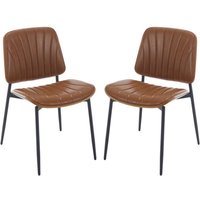 Wahson 2er Set Esszimmerstühle aus pu Leder, Küchenstühle mit Metallbeinen modern Polsterstühle Essstühle, Braun von WAHSON OFFICE CHAIRS
