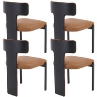 Wahson 4er Set Esszimmerstühle aus Kunstleder, Moderner Küchenstühle mit Geschwungene Holzrückenlehne für Esszimmer/Wohnzimmer, Braun Wahson 4er Set Esszimmerstühle aus Kunstleder, Moderner Küchenstühle mit Geschwungene Holzrückenlehne für Esszimmer/Wohnzimmer, Braun von WAHSON OFFICE CHAIRS