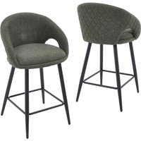 Wahson Barhocker 2er Set, Barstühle mit Rückenlehne Gepolsterte Küchenhocker mit Metallgestell aus Chenille, Grün von WAHSON OFFICE CHAIRS
