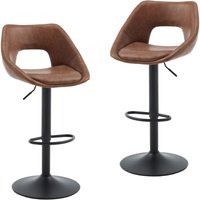 Wahson Barhocker 2er Set, Barstuhl Hochstuhl Höhenverstellbar mit Fußstütze aus PU Kunstleder, Küchenhocker Moderner Bar Stool für Esszimmer, Braun von WAHSON OFFICE CHAIRS
