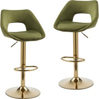 Wahson Barhocker 2er Set, Barstuhl Hochstuhl Höhenverstellbar mit Rückenlehne und Fußstütze aus Samt, Küchenhocker Moderner Bar Stool für Esszimmer, von WAHSON OFFICE CHAIRS