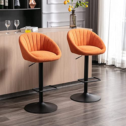 Wahson Barhocker 2er Set Barstuhl aus Stoff Tresenhocker Drehbar Küchenhocker Höhenverstellbar Thekenstühle mit Leinen für Küche/Hausbar (Orange) von WAHSON OFFICE CHAIRS