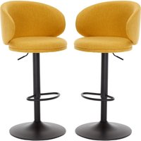 Wahson Barhocker 2er Set Leinen Tresenhocker Drehbar Küchenhocker Barstuhl mit Lehne für Küche Hausbar, Gelb von WAHSON OFFICE CHAIRS