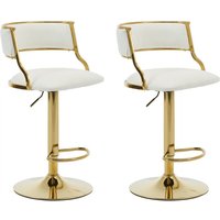 Wahson Barhocker 2er Set aus Samt Drehbar Küchenhocker mit Rückenlehne für Hausbar, Beige von WAHSON OFFICE CHAIRS