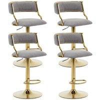 Wahson Barhocker 4er Set aus Samt Drehbar Küchenhocker mit Rückenlehne für Küche, Grau von WAHSON OFFICE CHAIRS