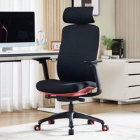 Wahson Bürostuhl, Schreibtischstuhl mit Verstellbarer Sitztiefe, Computerstuhl mit höhenverstellbarer Rückenlehne, 3D-Kopfstütze, Schwarz von WAHSON OFFICE CHAIRS