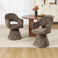 Wahson Esszimmersthl 2er Set aus Chenille, Moderner Drehstuhl mit Ausschnitt-Lehne, Polsterstuhl mit Armlehnen, Dunkelbraun Wahson Esszimmersthl 2er Set aus Chenille, Moderner Drehstuhl mit Ausschnitt-Lehne, Polsterstuhl mit Armlehnen, Dunkelbraun von WAHSON OFFICE CHAIRS