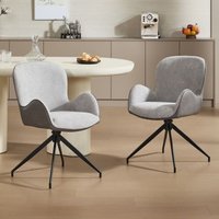 Wahson Esszimmerstühle 2er Set, 360°Küchenstühle, Küchenstuhl mit weicher Polsterung, Küchenstuhl mit Chenille-Bezug, Grau von WAHSON OFFICE CHAIRS