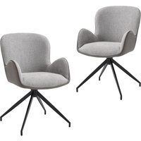Wahson Esszimmerstühle 2er Set, 360°Küchenstühle Drehbar mit Rückenlehne, Küche Chenille PU Leder Akzentstühle, Grau von WAHSON OFFICE CHAIRS
